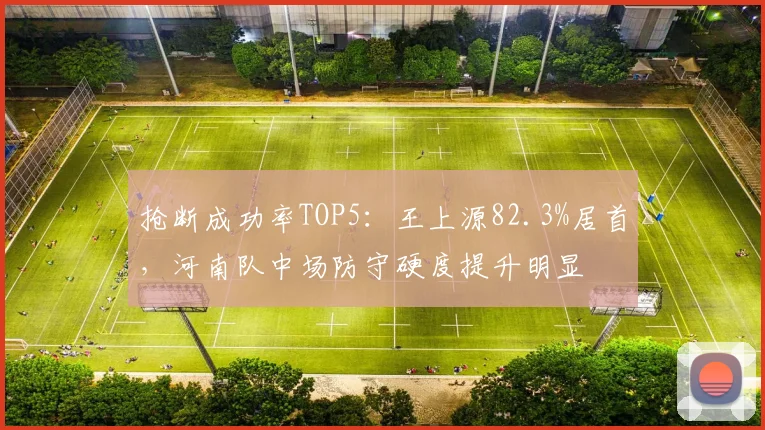 抢断成功率TOP5:王上源82.3%居首,河南队中场防守硬度提升明显